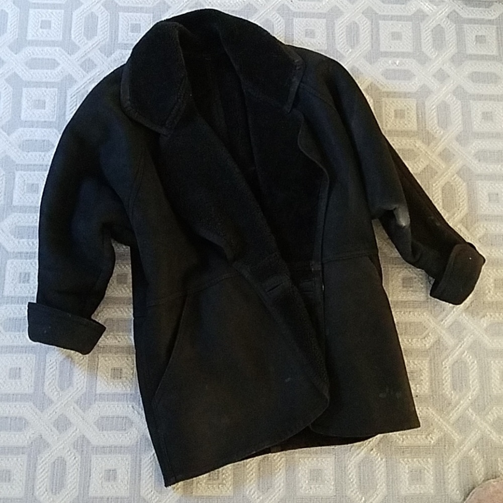 Black shearling coat